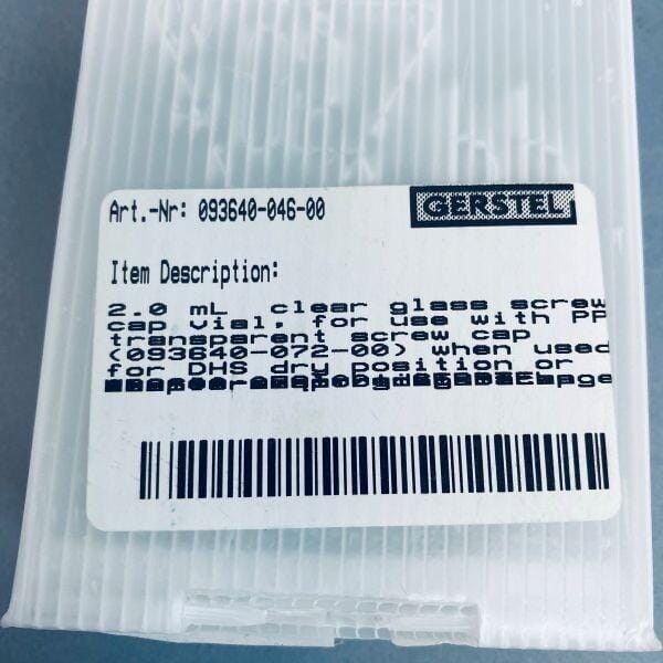 Gerstel Clear Glass Vial 2 ml for use with Transparent Screw Cap Total of 200 Vials Gerstel