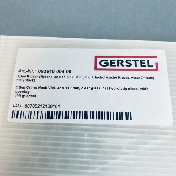 Gerstel Crimp Neck Vial Clear Glass 1.5 ml Wide Opening Pack of 100 Vials Vials Gerstel