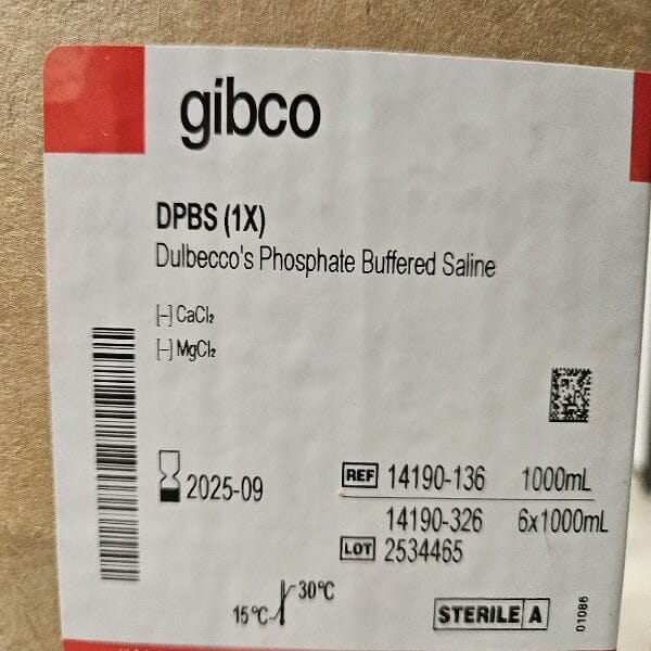 Gibco Dulbecco's Phosphate Buffered Saline 1000 ml Case of 6 Bottles Other Gibco