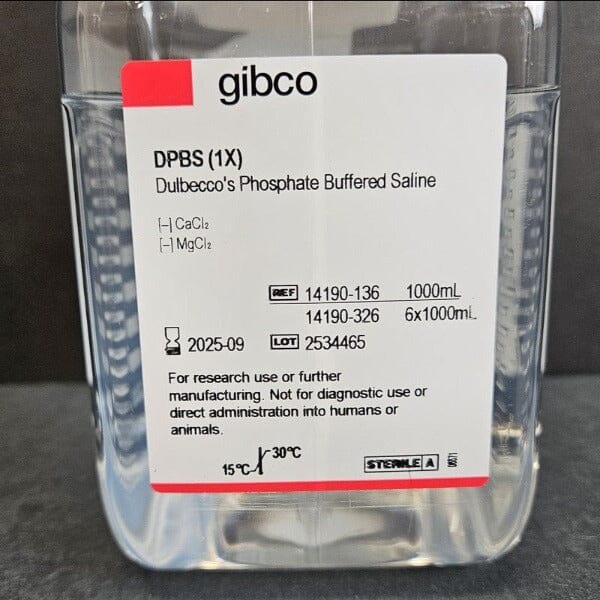 Gibco Dulbecco's Phosphate Buffered Saline 1000 ml Case of 6 Bottles Other Gibco