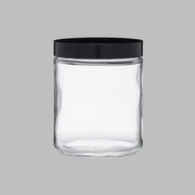 Glass Jar with Black Lid Wide Mouth Assorted Sizes - 9 Jars Glassware Specialty Bottle