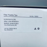 Globe Scientific Pipette Tip Low Retention 200 ul PP 20 Racks with 96 Tips Each Pipettes & Pipette Tips Globe Scientific