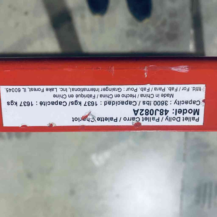 Grainger Pallet Dolly 48 x 40 in. 3600 lbs Maximum Capacity Lot of 2 Dollies Other Grainger