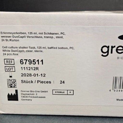 Greiner Bio-One Flask 125 ml Duo Cap Baffled Bottom PC Total of 24 Flasks Lab Consumables::Tubes, Vials, and Flasks Griener Bio-One