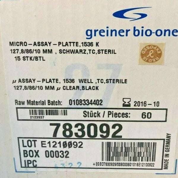 Greiner Bio-One Microplate 1536 Well Black 15 Plates Lab Consumables::Storage and Culture Plates Greiner Bio-One