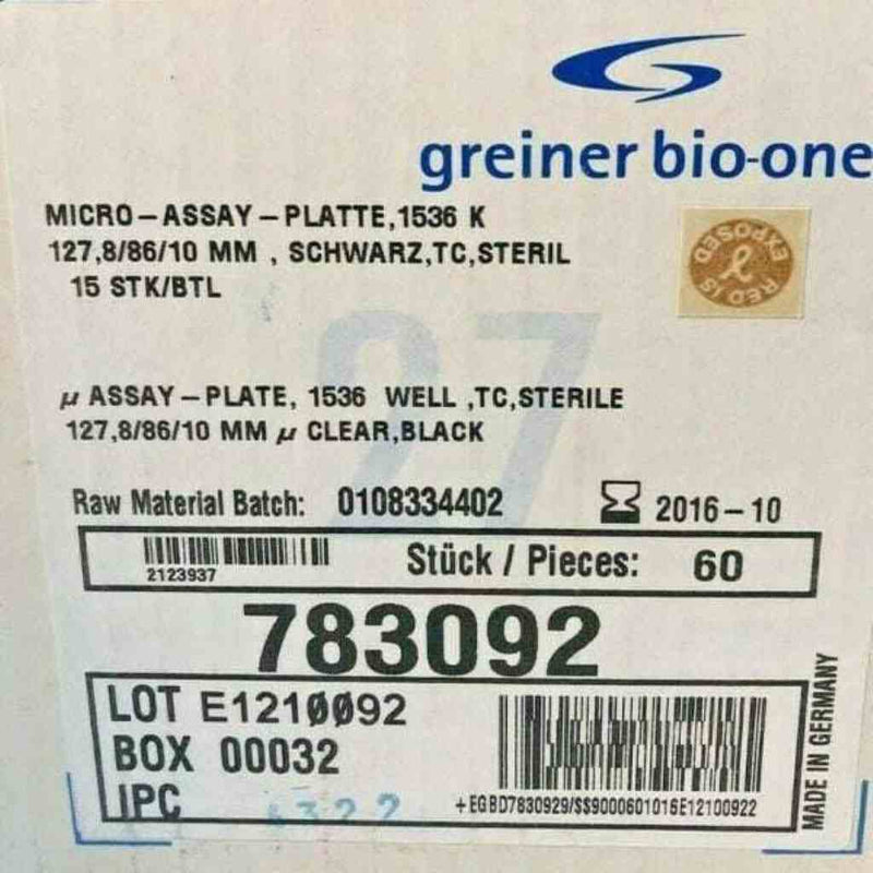 Greiner Bio-One Microplate 1536 Well Black 15 Plates Petri Dishes/Culture Plates Greiner Bio-One