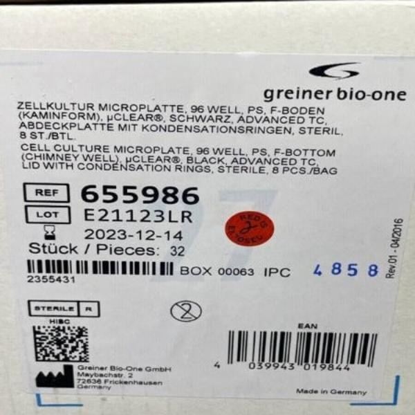 Greiner Bio-one Microplate PS with Lid 96 Well Chimney Well Case of 32 Plates Lab Consumables::Storage and Culture Plates Greiner Bio-One