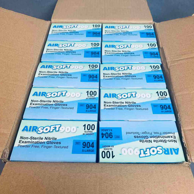 Hourglass HandPro AirSoft900 Nitrile Gloves XL Powder Free 10 Boxes with 100 Gloves Each Disposable Gloves Hourglass