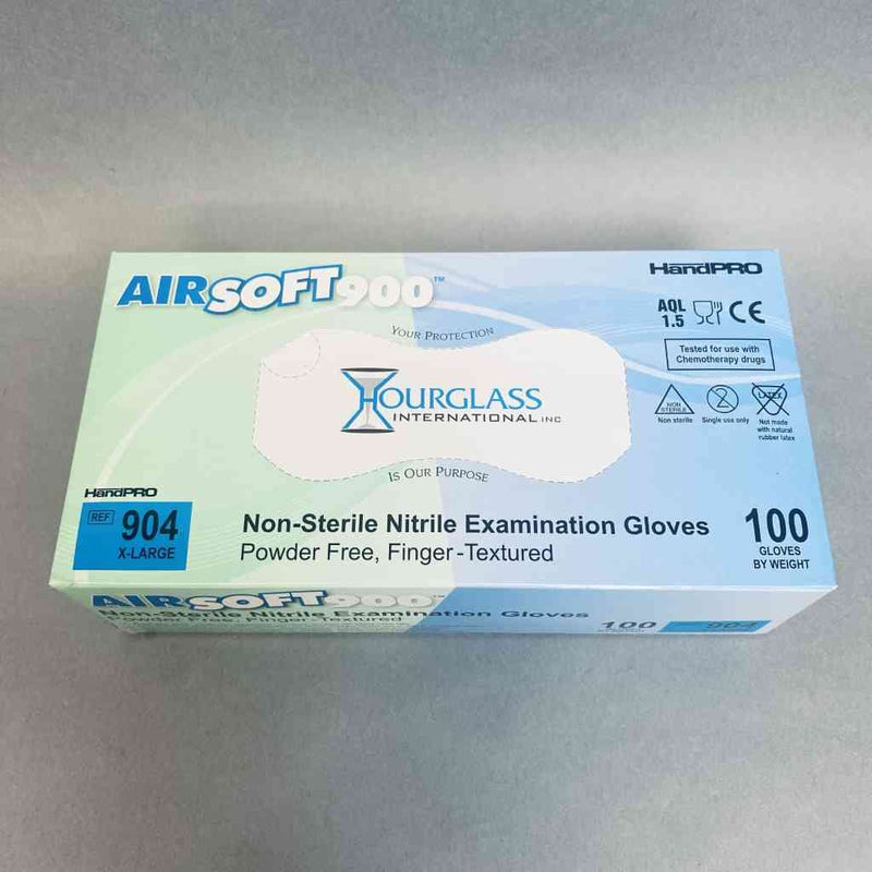 Hourglass HandPro AirSoft900 Nitrile Gloves XL Powder Free 10 Boxes with 100 Gloves Each Disposable Gloves Hourglass