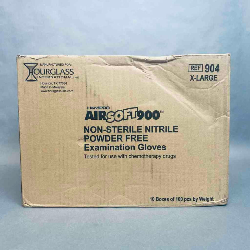 Hourglass HandPro AirSoft900 Nitrile Gloves XL Powder Free 10 Boxes with 100 Gloves Each Disposable Gloves Hourglass