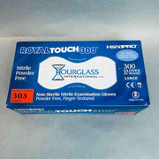 Hourglass HandPro RoyalTouch300 Nitrile Exam Gloves Powder Free Case of 10 Boxes with 300 Gloves Each Disposable Gloves Hourglass