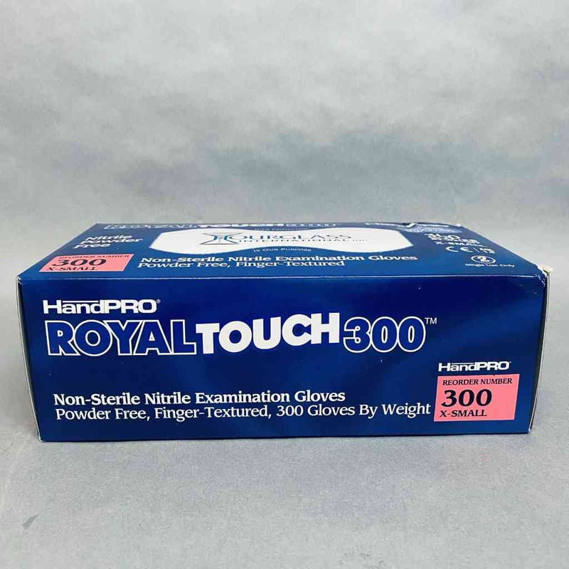 Hourglass HandPro RoyalTouch300 Nitrile Exam Gloves XS Powder Free 7 Boxes with 300 Gloves Each Disposable Gloves Hourglass