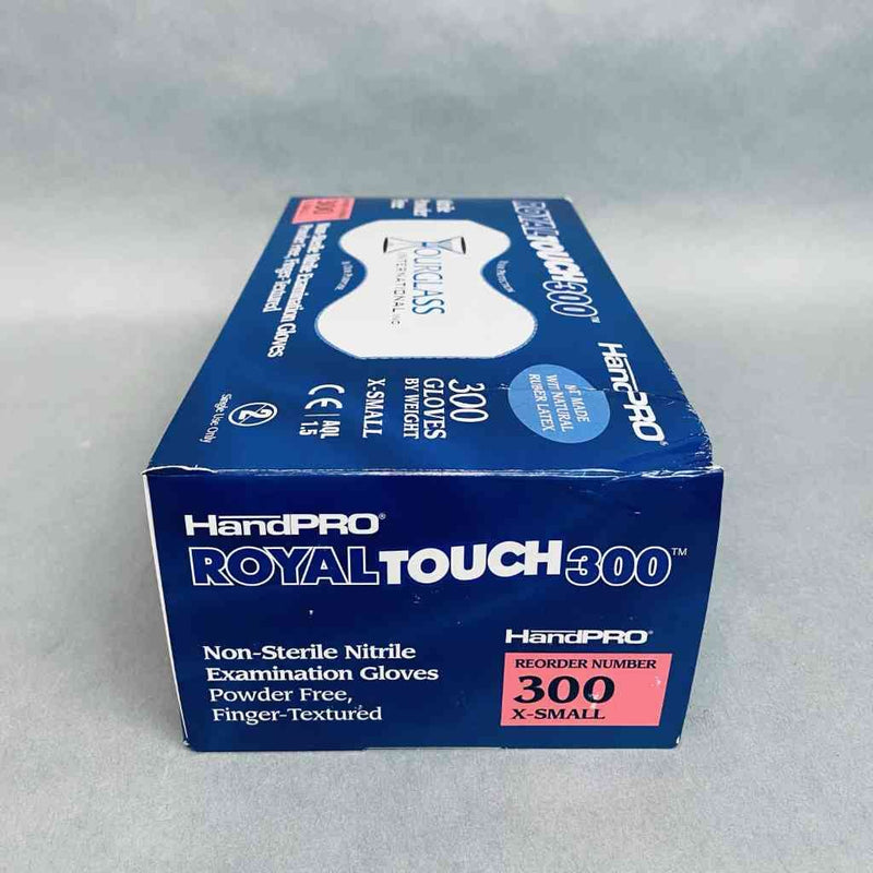 Hourglass HandPro RoyalTouch300 Nitrile Exam Gloves XS Powder Free 7 Boxes with 300 Gloves Each Disposable Gloves Hourglass