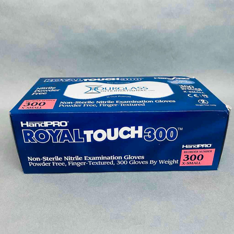 Hourglass HandPro RoyalTouch300 Nitrile Exam Gloves XS Powder Free 7 Boxes with 300 Gloves Each Disposable Gloves Hourglass