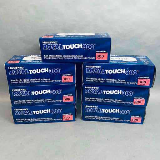 Hourglass HandPro RoyalTouch300 Nitrile Exam Gloves XS Powder Free 7 Boxes with 300 Gloves Each Disposable Gloves Hourglass