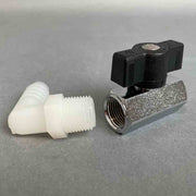 Hypro Mini Ball Valve 3/8 in. Diameter Female Thread with Tee Handle and 90 Degree Elbow Sanitary Fittings Hypro