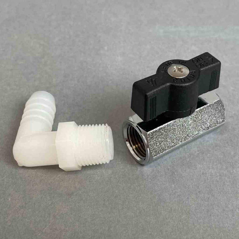 Hypro Mini Ball Valve 3/8 in. Diameter Female Thread with Tee Handle and 90 Degree Elbow Sanitary Fittings Hypro