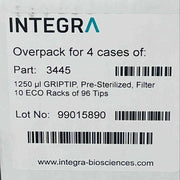 Integra Biosciences Pipette Tip 1250 ul Filtered Sterile Case of 40 Racks Pipets & Pipette Tips Integra