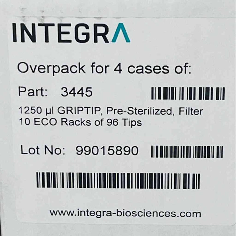 Integra Biosciences Pipette Tip 1250 ul Filtered Sterile Case of 40 Racks Pipets & Pipette Tips Integra