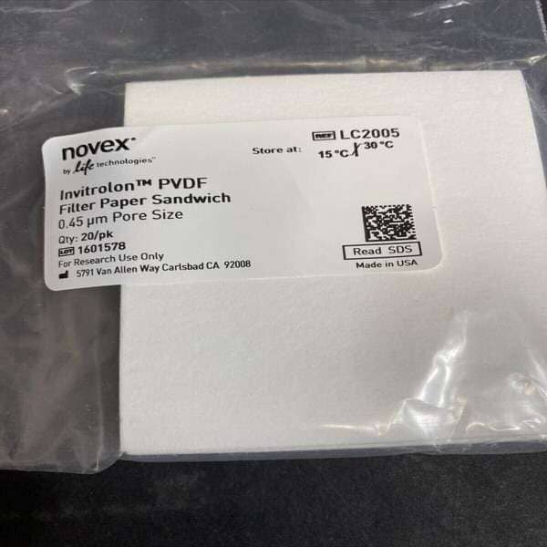 Invitrogen LC2005 Filter Paper Sandwich 0.45 um 8.3 x 7.3 cm PVDF Box of 8 Filters Invitrogen