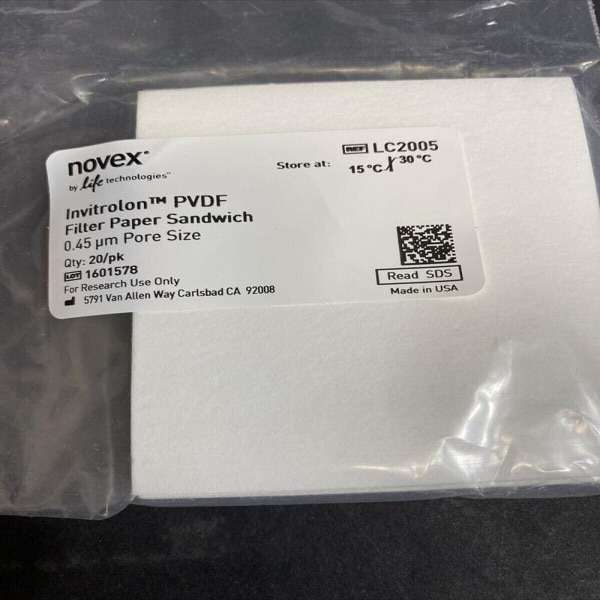 Invitrogen LC2005 Filter Paper Sandwich 0.45 um 8.3 x 7.3 cm PVDF Box of 8