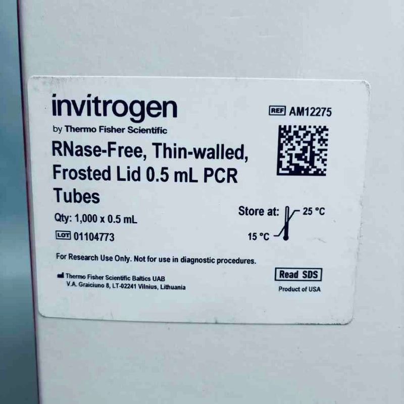 Invitrogen PCR Tubes 0.5 ml Frosted Lid Thin Wall Case of 1000 Tubes Centrifuge Tubes Invitrogen