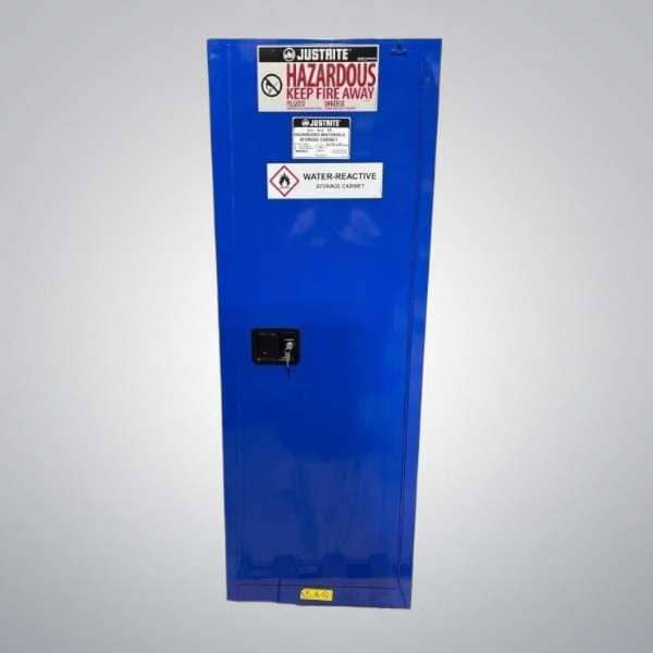 Justrite Hazardous Material Cabinet 22 Gallon 3 Shelf Single Door Blue Cabinet Lab Equipment: Other Lab Equipment Justrite