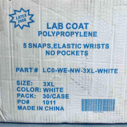 Keystone Lab Coat Polypropylene 3XL Case of 30 Coats PPE Keystone