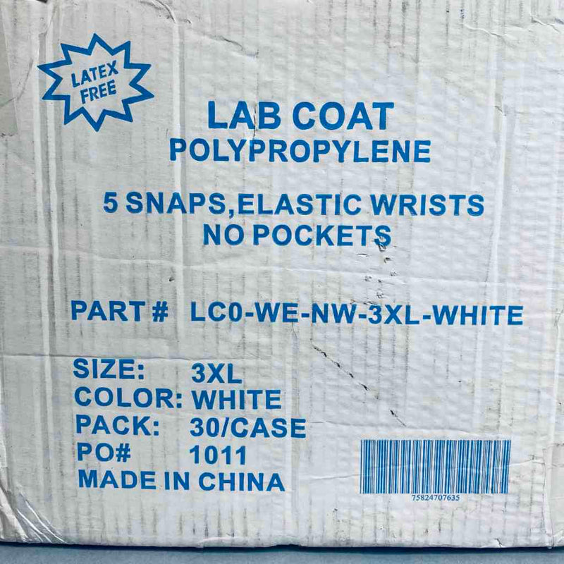 Keystone Lab Coat Polypropylene 3XL Case of 30 Coats PPE Keystone