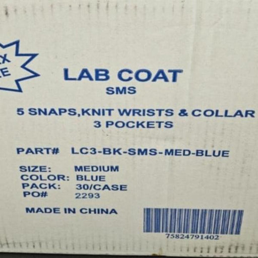 Keystone Safety Lab Coat Medium Blue 60 Lab Coats Other Keystone Safety