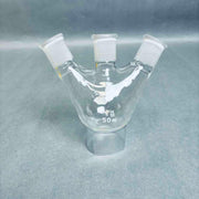 KIMAX 50 ml 3-Neck Angled Round Bottom Flask 14/20 Outer Joints - Lot of 5 Flasks Jointed Glassware Kimax