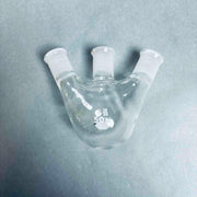 KIMAX 50 ml 3-Neck Angled Round Bottom Flask 14/20 Outer Joints - Lot of 5 Flasks Jointed Glassware Kimax