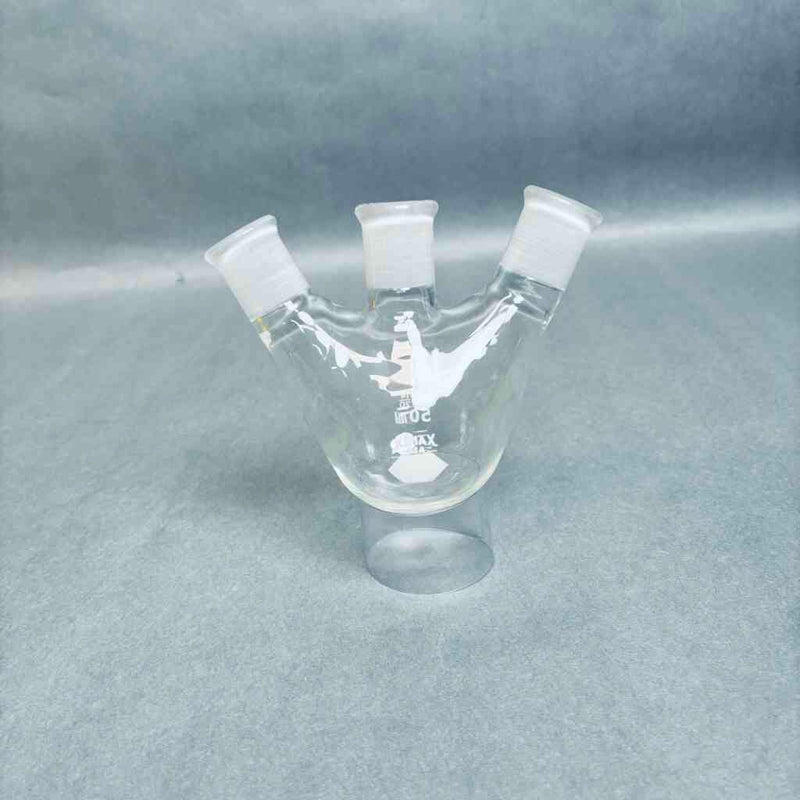 KIMAX 50 ml 3-Neck Angled Round Bottom Flask 14/20 Outer Joints - Lot of 5 Flasks Jointed Glassware Kimax