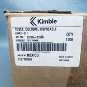 Kimble Chase Silanized Culture Tubes 13 ml Threaded Case of 1000 Tubes Test Tubes Kimble Chase