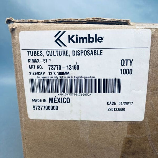 Kimble Chase Silanized Culture Tubes 13 ml Threaded Case of 1000 Tubes Test Tubes Kimble Chase