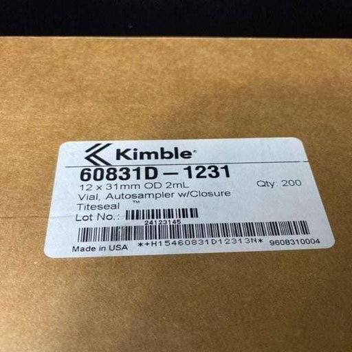 Kimble Glass Vial 2 ml Plug Needle Closure 12 x 31 mm 400 Vials Lab Consumables::Tubes, Vials, and Flasks Kimble