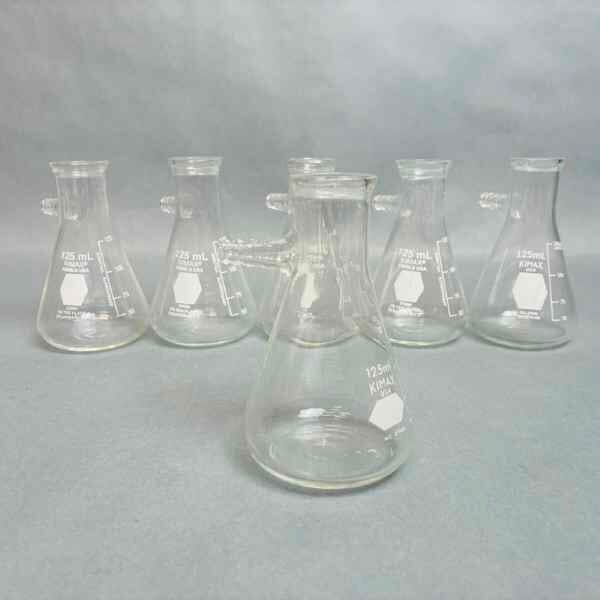 Kimble KIMAX 125 ml Filtering Flask with Sidearm Set of 6 Glassware Kimble