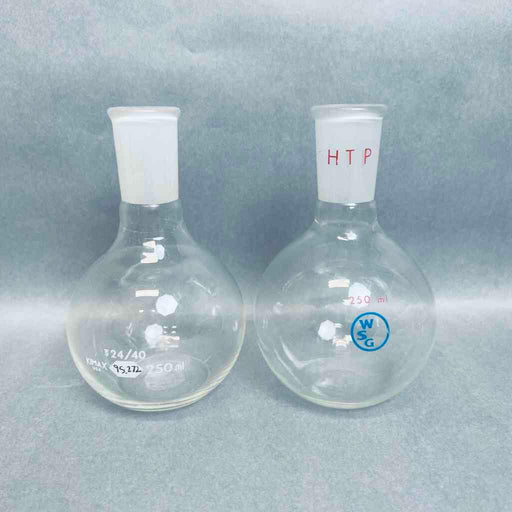 Kimble Kimax Flat Bottom Boiling Flask 250 ml 24/40 STJ Assorted Lot of 7 Flasks Jointed Glassware Corning