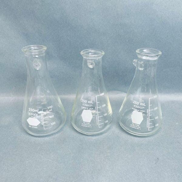Kimble Kimax Graduated Filter Flask 250 ml Glass Side Arm Lot of 10 Flasks Lab Flasks Kimble