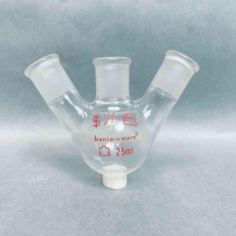 Kimble Kontes 3 Neck Round Bottom Flask 25 ml 14/20 Angled Joints Jointed Glassware Kimble Kontes