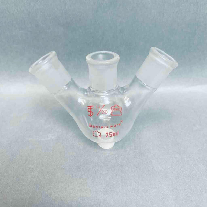 Kimble Kontes 3 Neck Round Bottom Flask 25 ml 14/20 Angled Joints Jointed Glassware Kimble Kontes