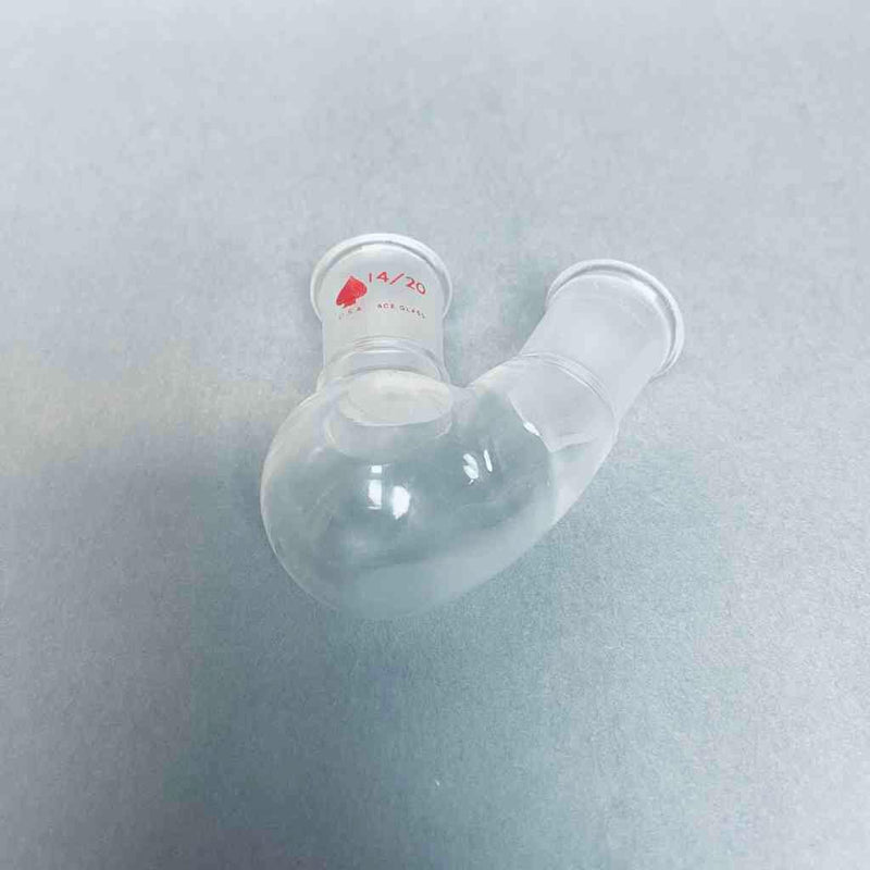 Kimble Kontes Angled 2 Neck Round Bottom Flask 10 ml 14/20 Joints Lot of 2 Flasks Jointed Glassware Kimble Kontes