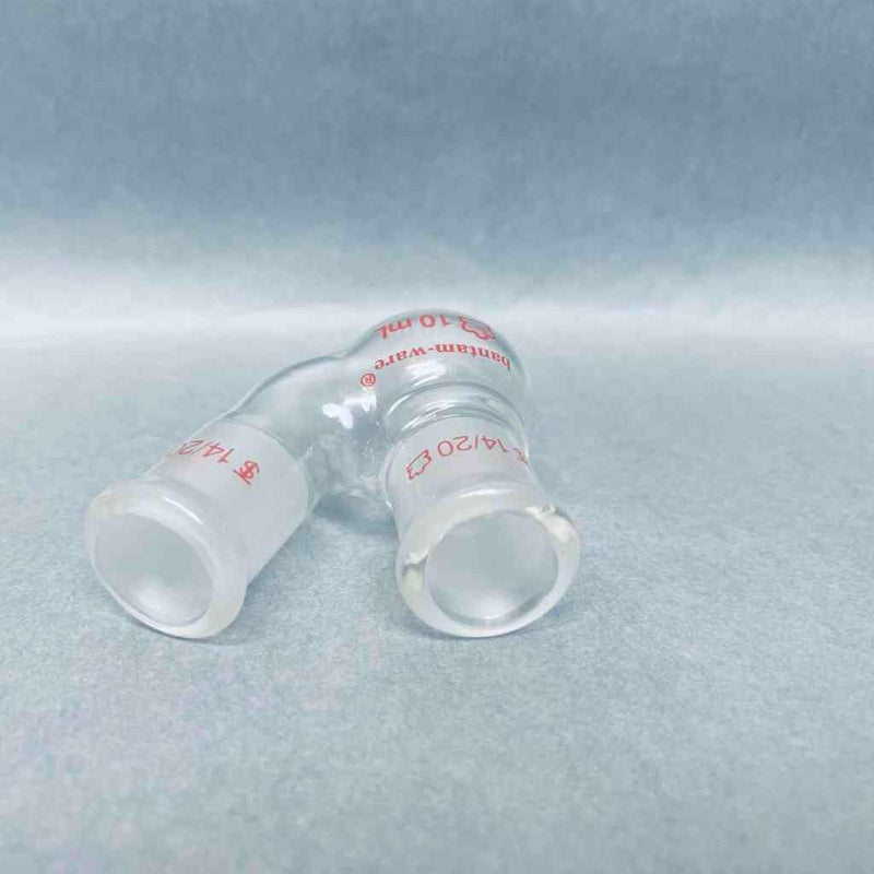 Kimble Kontes Angled 2 Neck Round Bottom Flask 10 ml 14/20 Joints Lot of 2 Flasks Jointed Glassware Kimble Kontes