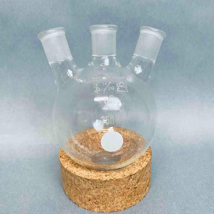 Kimble Kontes Angled 250 ml 3 Neck Round Bottom Flask 14/20 Joints Jointed Glassware Kimble