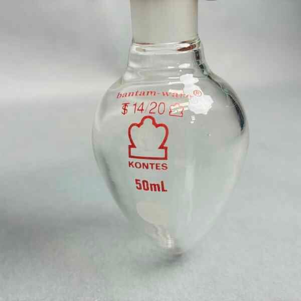 Kimble Kontes Bantam-Ware 50 ml Pear Shaped Boiling Glass 14/20 Standard Taper Joint Set of 6 Glassware Kimble Kontes