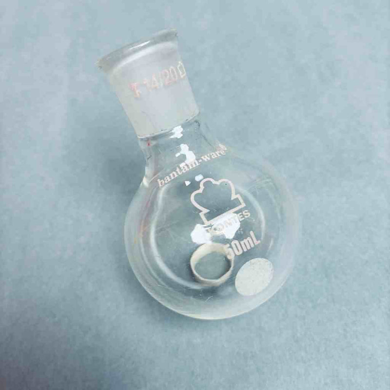 Kimble KONTES Heavy Wall Round Bottom Flasks 50 ml 14/20 Outer Joint Lot of 7 Flasks Jointed Glassware Kimble