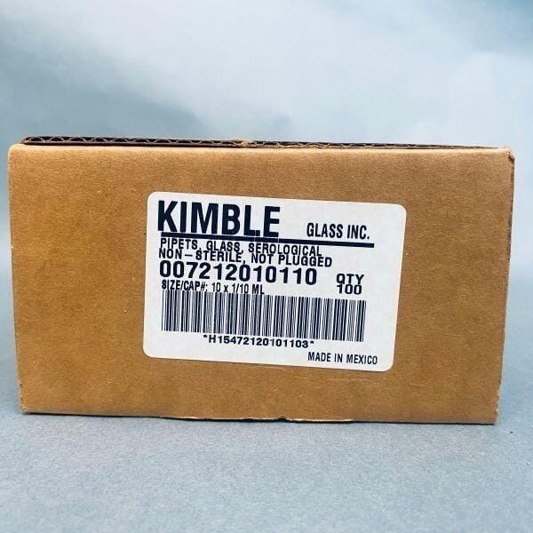 Kimble Serological Pipet Glass 10 x 1/10 ml Pack of 100 Pipets Pipettes & Pipette Tips Kimble