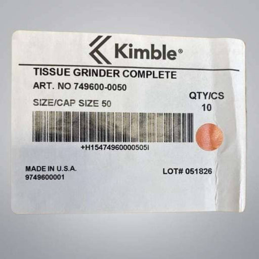 Kimble Tissue Grinder Closed System with Molded Tip 50 ml 10 Systems Other Kimble