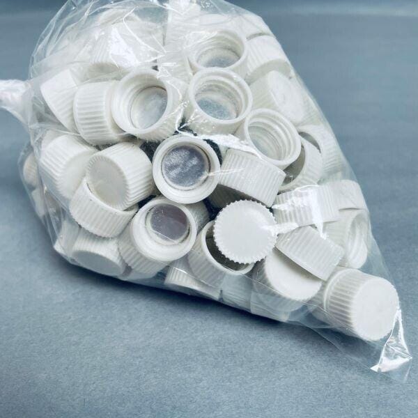 Kimble White Screw Cap with Pulp-Backed Aluminum Foil Liner 400 Caps Vials Kimble