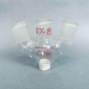 Kontes Bantam Ware 3-Neck 15 ml Round Bottom Flask 14/20 Joints Angled Jointed Glassware Kimble Kontes